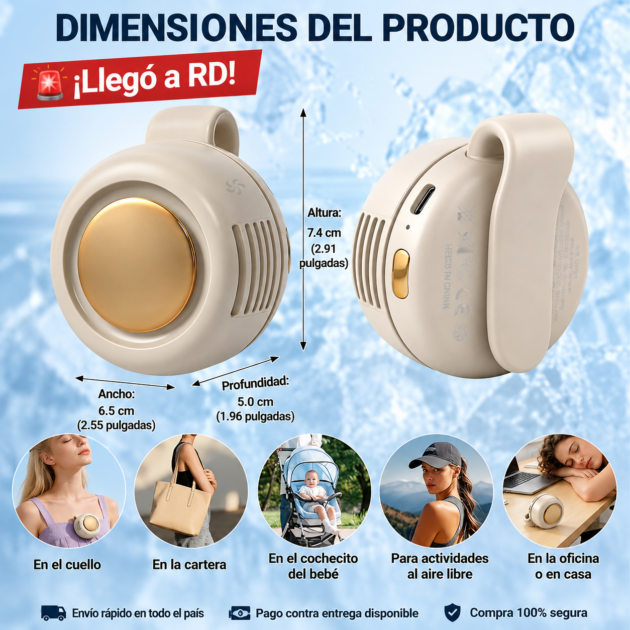 🥵 ¿Mucho Calor? Refresca Tu Cuerpo al Instante con Este Ventilador Portátil Recargable.