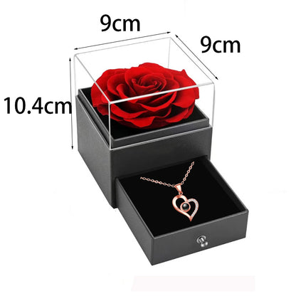 Sorprende a Mamá 💖 Collar “Te Amo” en 100 Idiomas + Rosa Eterna 🌹 | Regalo Perfecto para el Día de las Madres